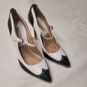 Michael Kors Shoes Women Black White Leather Mary Jane Stiletto Heels Size 8.5